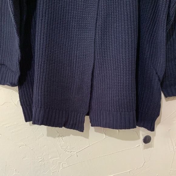 Woman Within Shawl Collar Shaker Knit Navy Blue Sweater Sz Large (18-20) - Picture 4 of 8